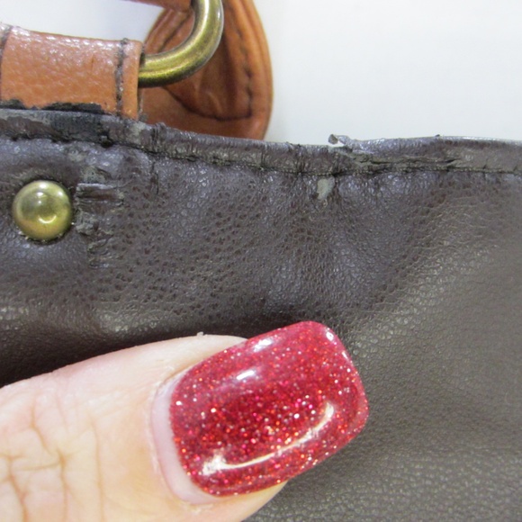 At Violin Purse Shoulder/Double Handle Brown Faux Leather - Picture 7 of 10